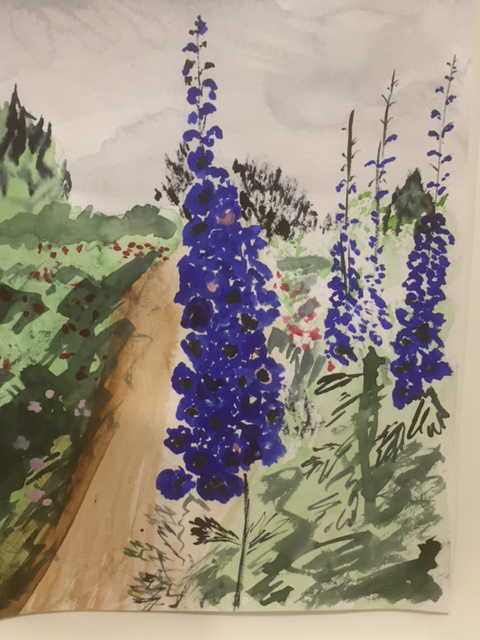 Barbara Holding Delphiniums